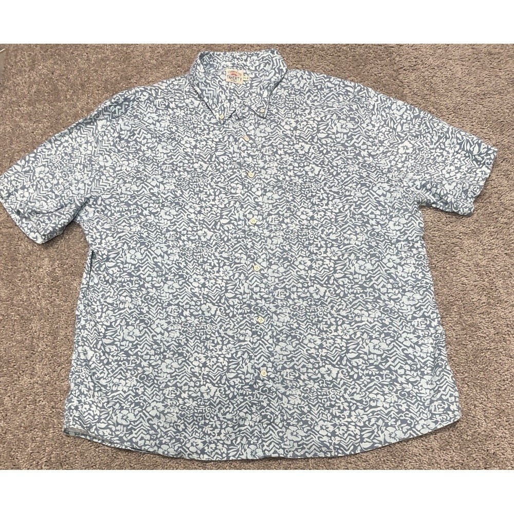 Faherty Shirt Mens 2XL Multicolor Floral Breeze Hemp Blend Short Sleeve Button